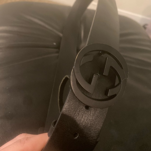 Gucci Leather belt with interlocking G BLACK,BLACK - Picture 2 of 10